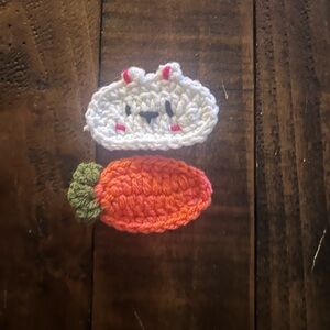Handmade crochet Bunny and Carrot hair clips